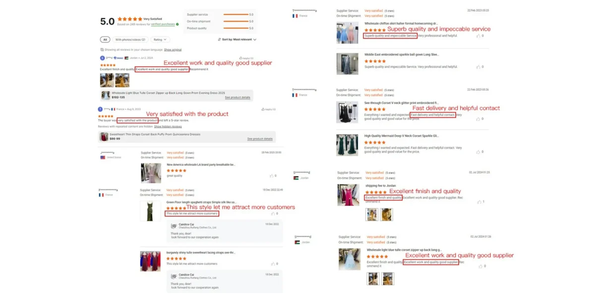 Customer Testimonials Trusted Evening Dress Manufacturer
