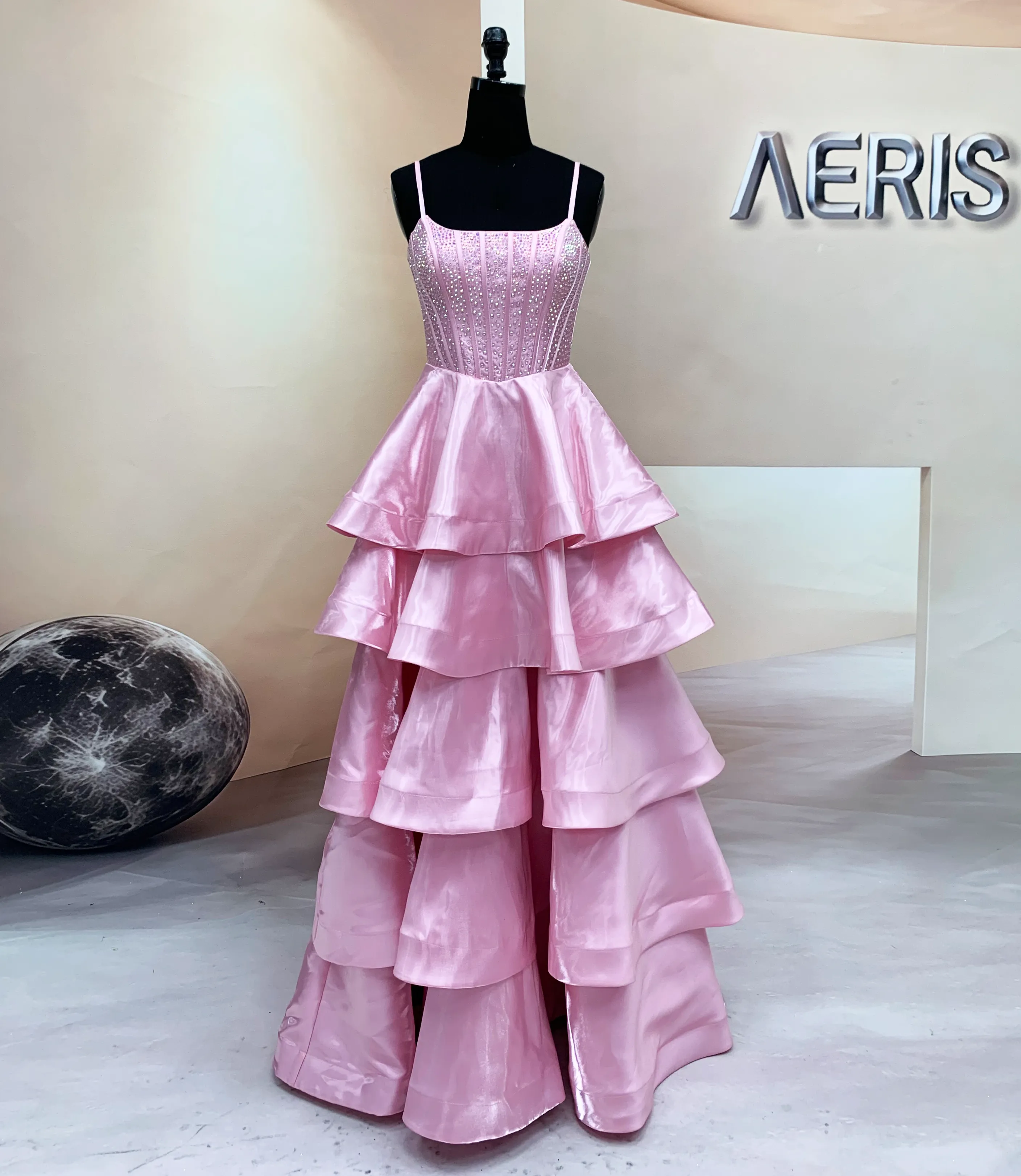 Liquid Mikado ruffle prom dress wholesale (1)