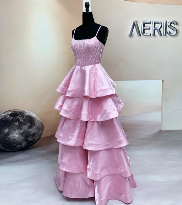 Liquid Mikado ruffle prom dress wholesale (3)